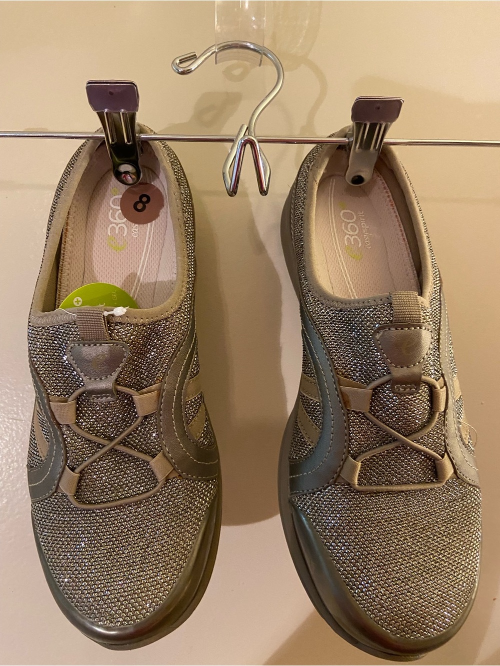 Easy Spirit Women's Slip-On Sneakers in Metallic Taupe